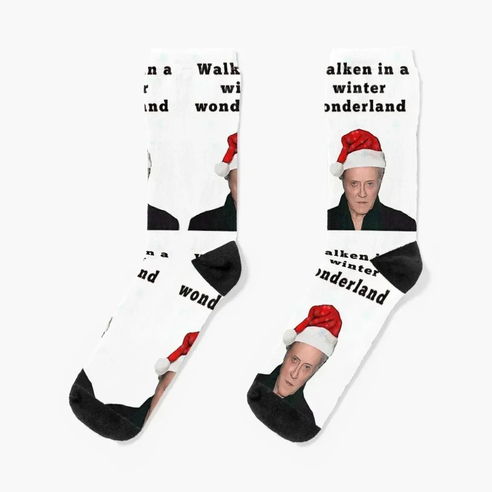 Walken in a winter wonderland Socks men cotton high quality cool Non-slip new year Socks Men's Women's