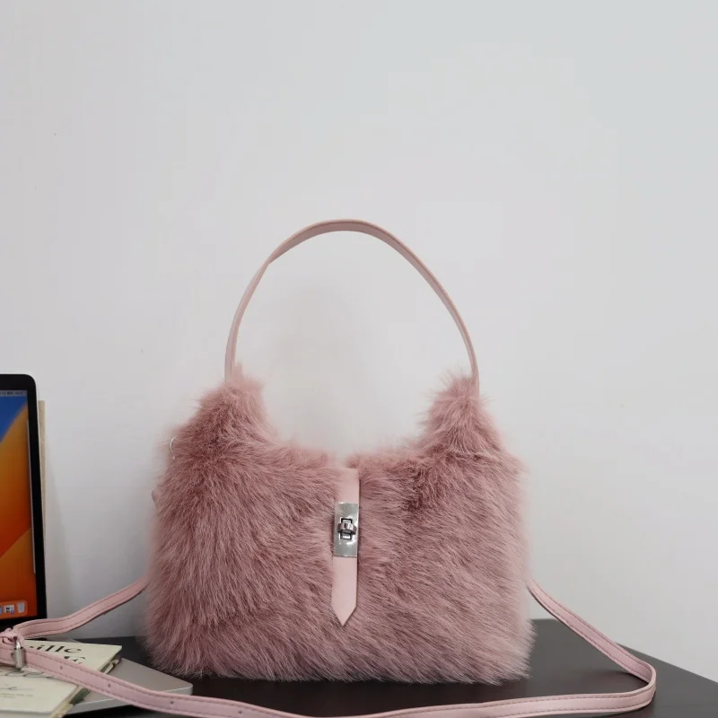 ﻿   حقائب كتف عصرية من القطيفة المنفوش للنساء لخريف وشتاء جديد حقيبة تحت الإبط عصرية فاخرة للإحساس للشباب والركاب Sle