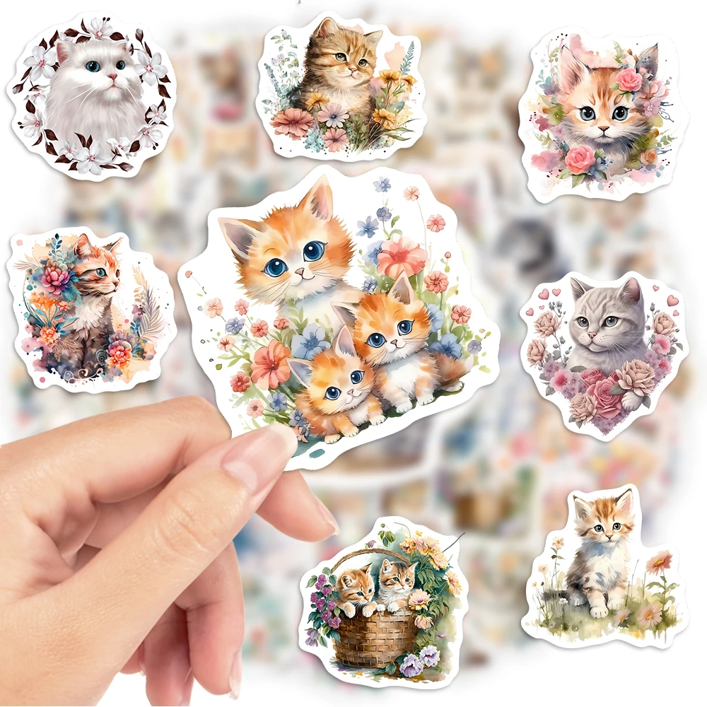 Aesthetic Cute Cat Kitty Stickers Kids DIY Gift Toy Decorative Decal for Scrapbook Journal Laptop Luggage Bottles Waterproof