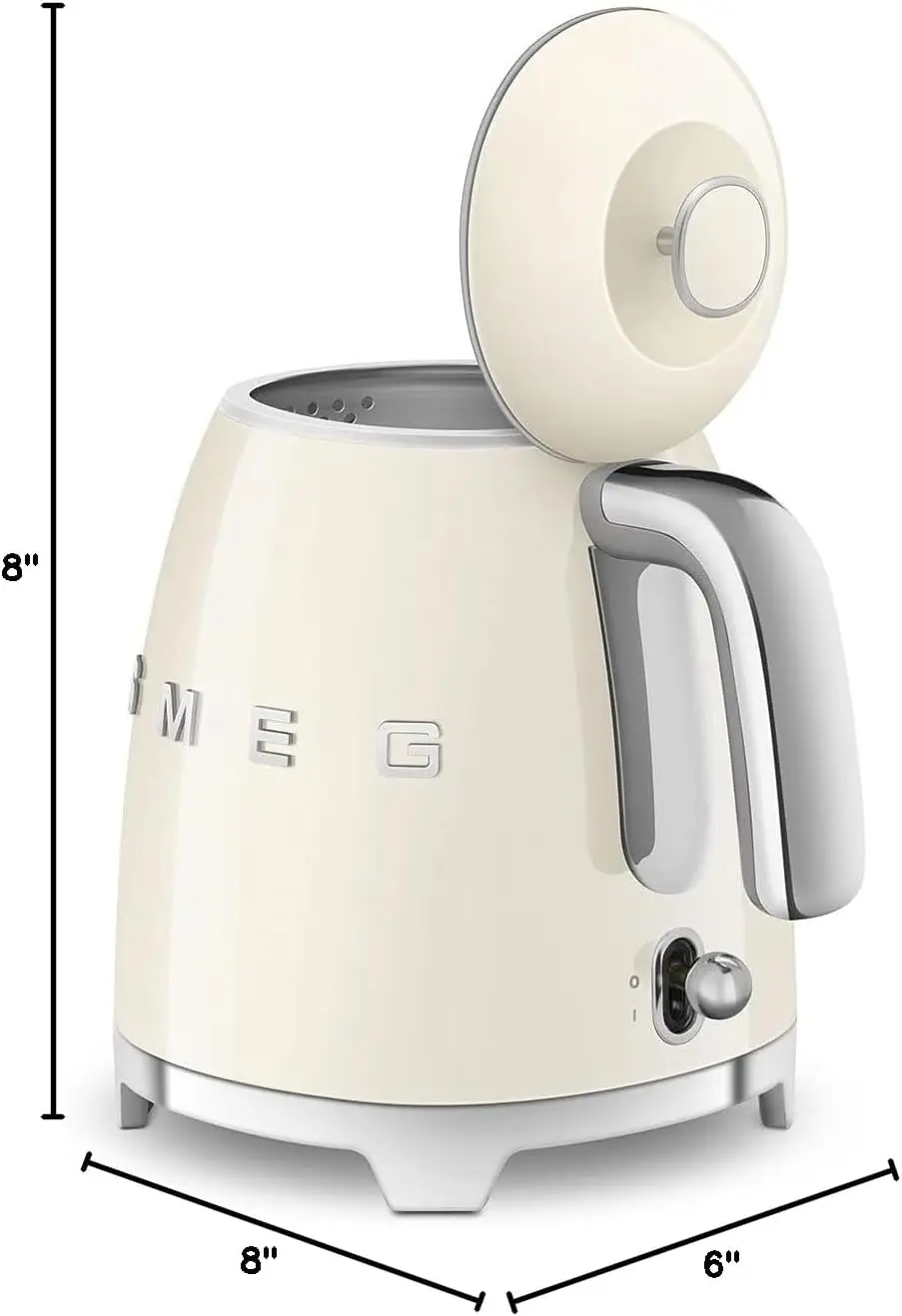 غلاية كهربائية SMEG Mini 50's Retro Style 3 أكواب مع قاعدة مزدوجة مضادة للانزلاق ومؤشر مستوى الماء (كريمي)