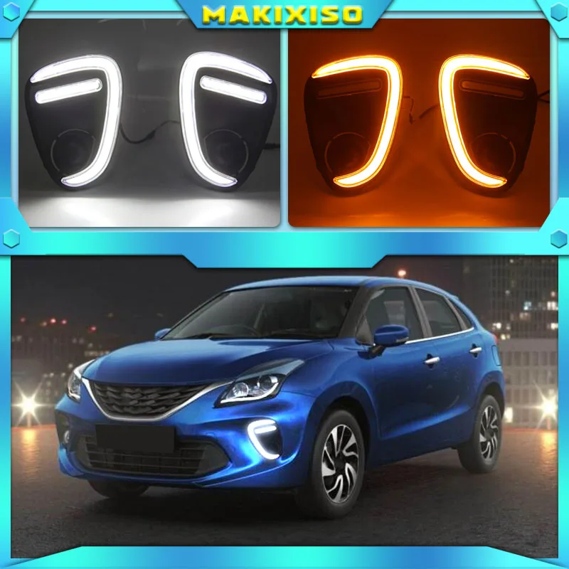 

2Pcs For Suzuki Baleno 2019 2020 LED DRL Daytime Running Lights Fog Lamp cover with turn signals daylight