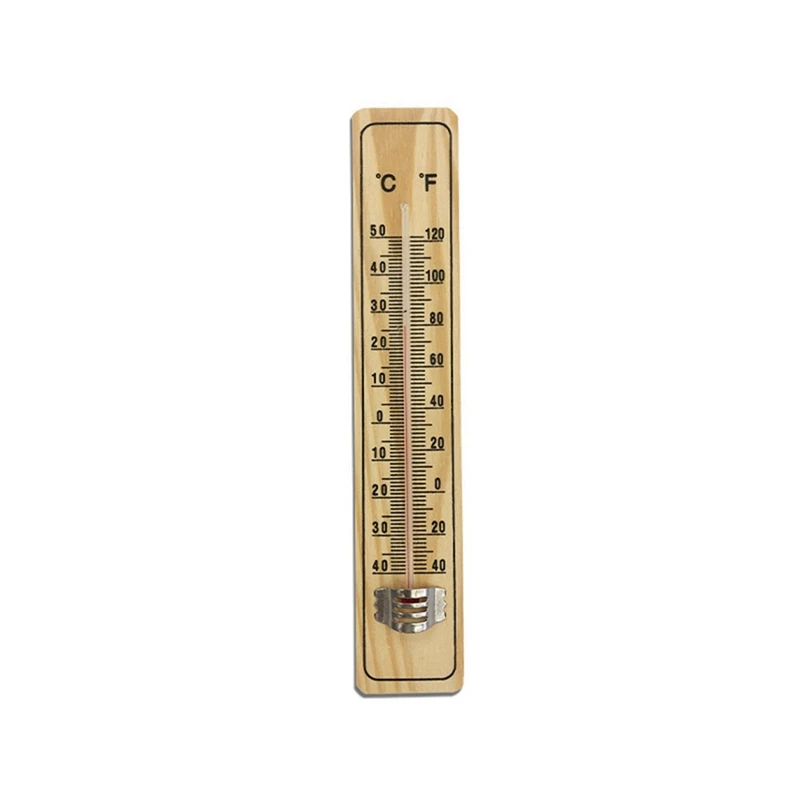 5 Pieces of Medium-Sized Wood Thermometer, Glass Thermometer and Household Thermometer