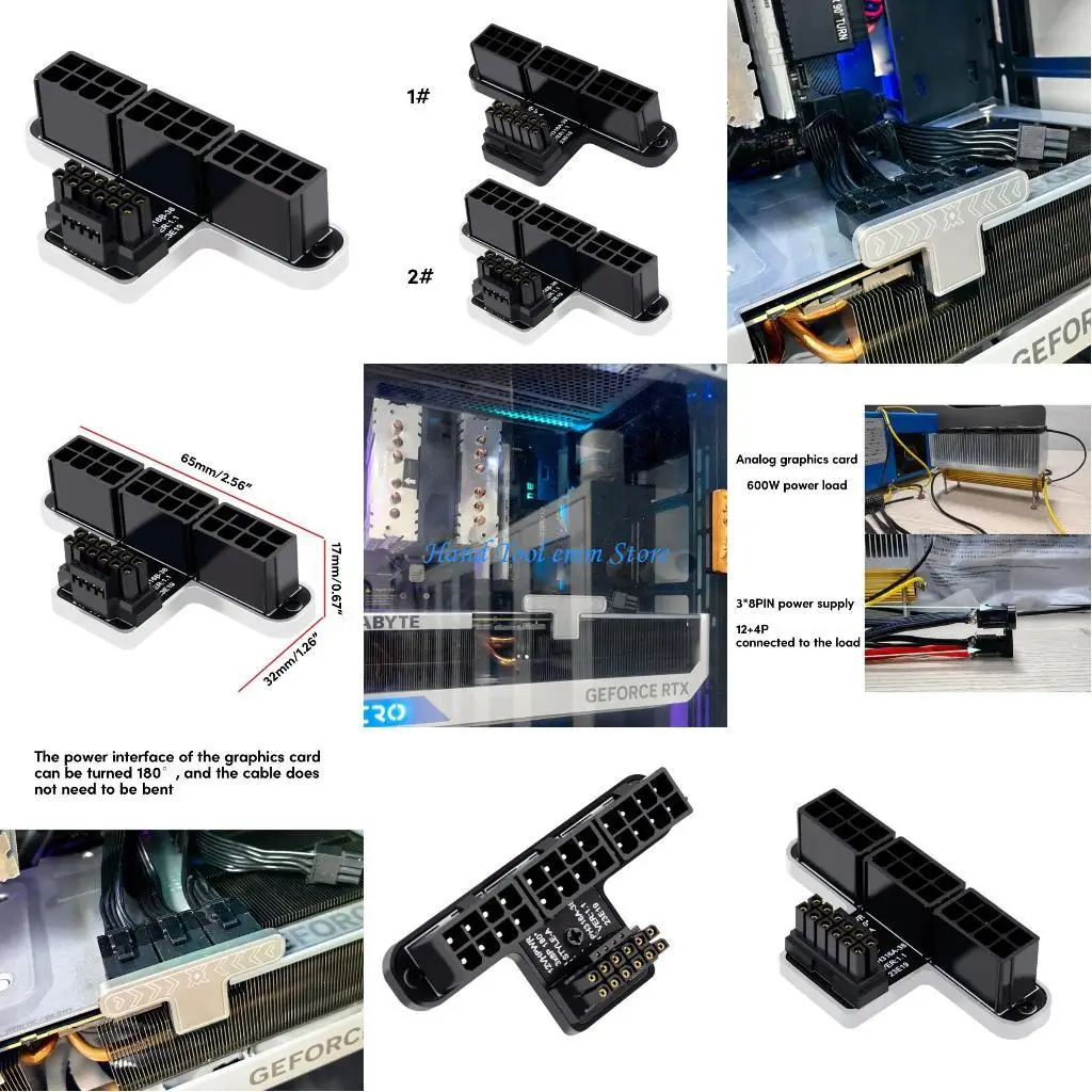 

H37F Адаптер питания графического процессора 3x8-контактный на 12-контактный преобразователь 12 + 4-контактный для настольных