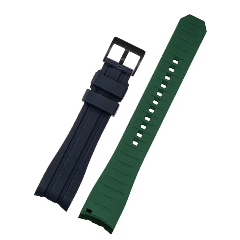 

Double color For Rolex Citizen Seiko Silicone Strap Men Watch Accessories Arc Mouth Watchband Bracelet Watch Belt 20mm 22mm