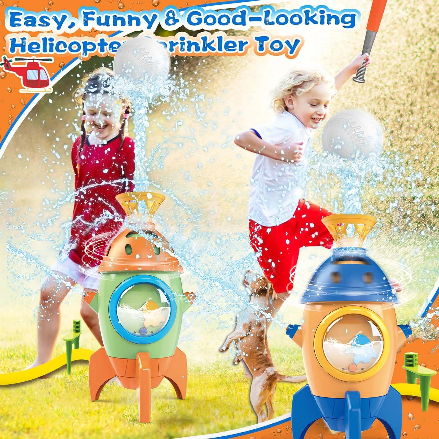2-in-1-Wasserstrahl-Sprühball, Baseballspiele für Kinder, Wasserspielzeug für Schwimmbad, Kind, Outdoor-Sportspielzeug für Kinder