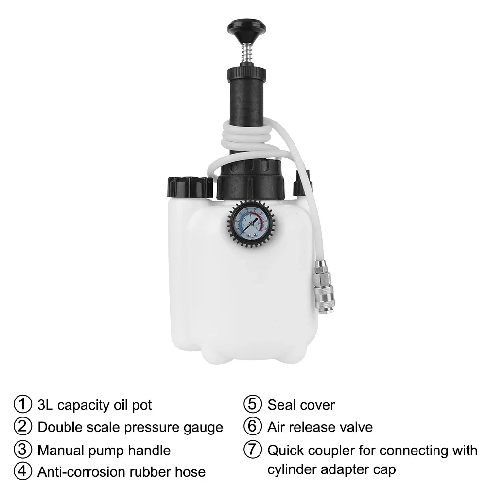 

3L Large Capacity 1Set Brake oil replacement pot Car Brake Fluid Replacement Tool Brake Fluid Drained Bleeder