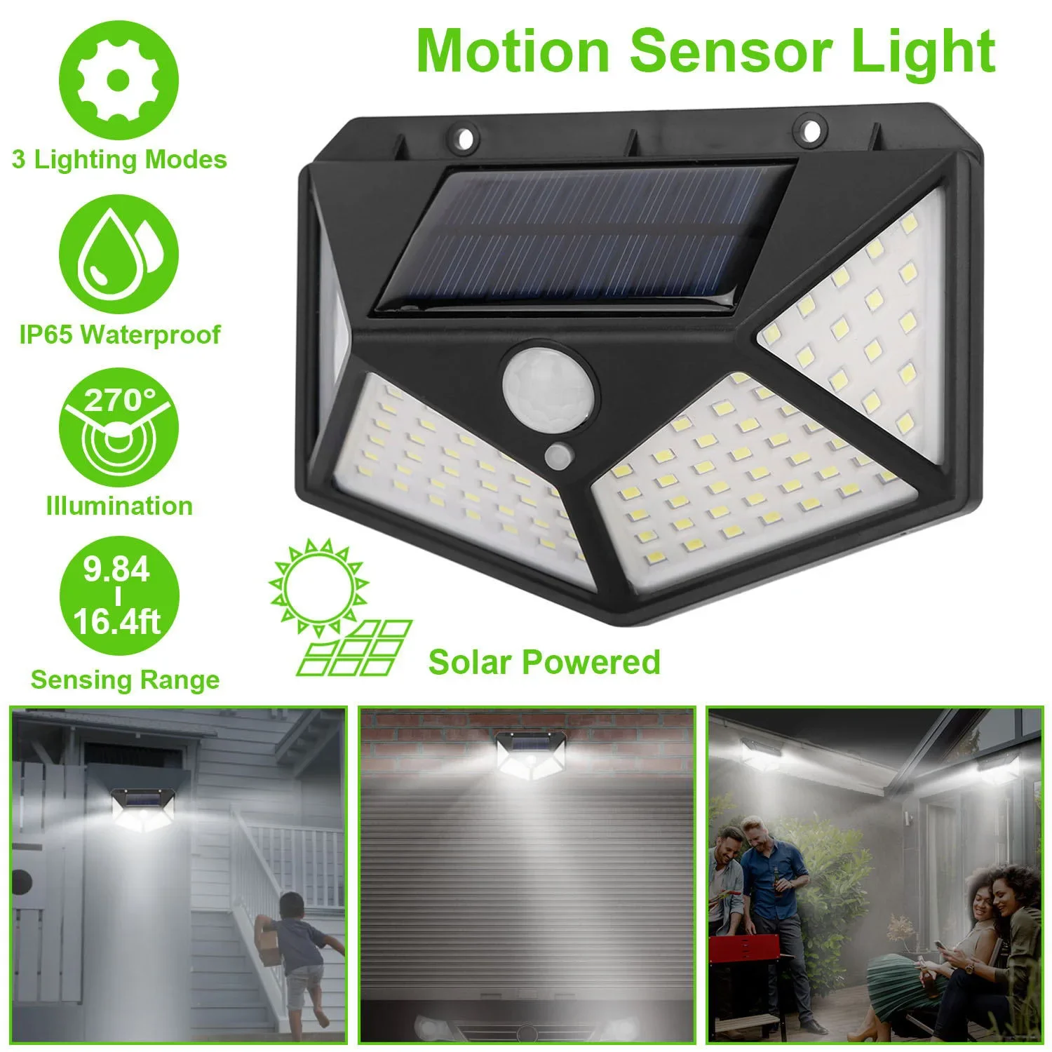 Multifunctionele Zonnelamp Buiten Tuindecoratie Zonne-Energie Led Licht Waterdicht Zonlicht Aangedreven Schijnwerper Met Bewegingssensor