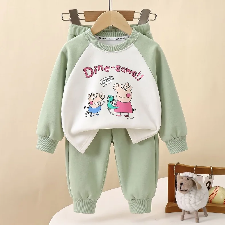 Herbstlicher Neuer Stil: Lässige Trainingsanzüge für Jungen und Mädchen, Kinder-Sweatshirt mit Rundhalsausschnitt und Lange Hose, 2-teiliges Set, Kinder-Trainingsanzug mit Kapuze – Detail 5