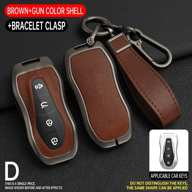 Zinc Alloy Leather Car Key Case Cover Protector For Geely Atlas Pro Boyue Tugella Azkarra FY11 Emgrand GS X6 SUV EC7 Accessories