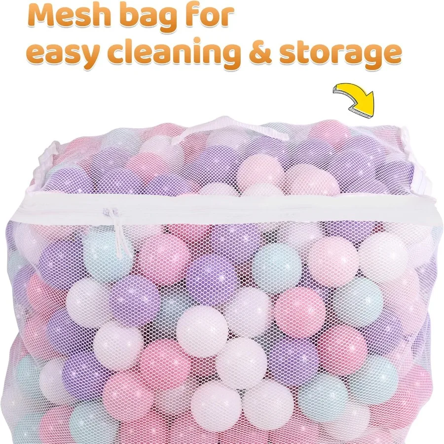 800 قطعة لعب كرات الحفرة مجموعات الالعاب مع حقيبة شبكية ألوان الباستيل سحق البلاستيك ل الكرة حفر اللعب بيوت ترتد منازل حمامات السباحة