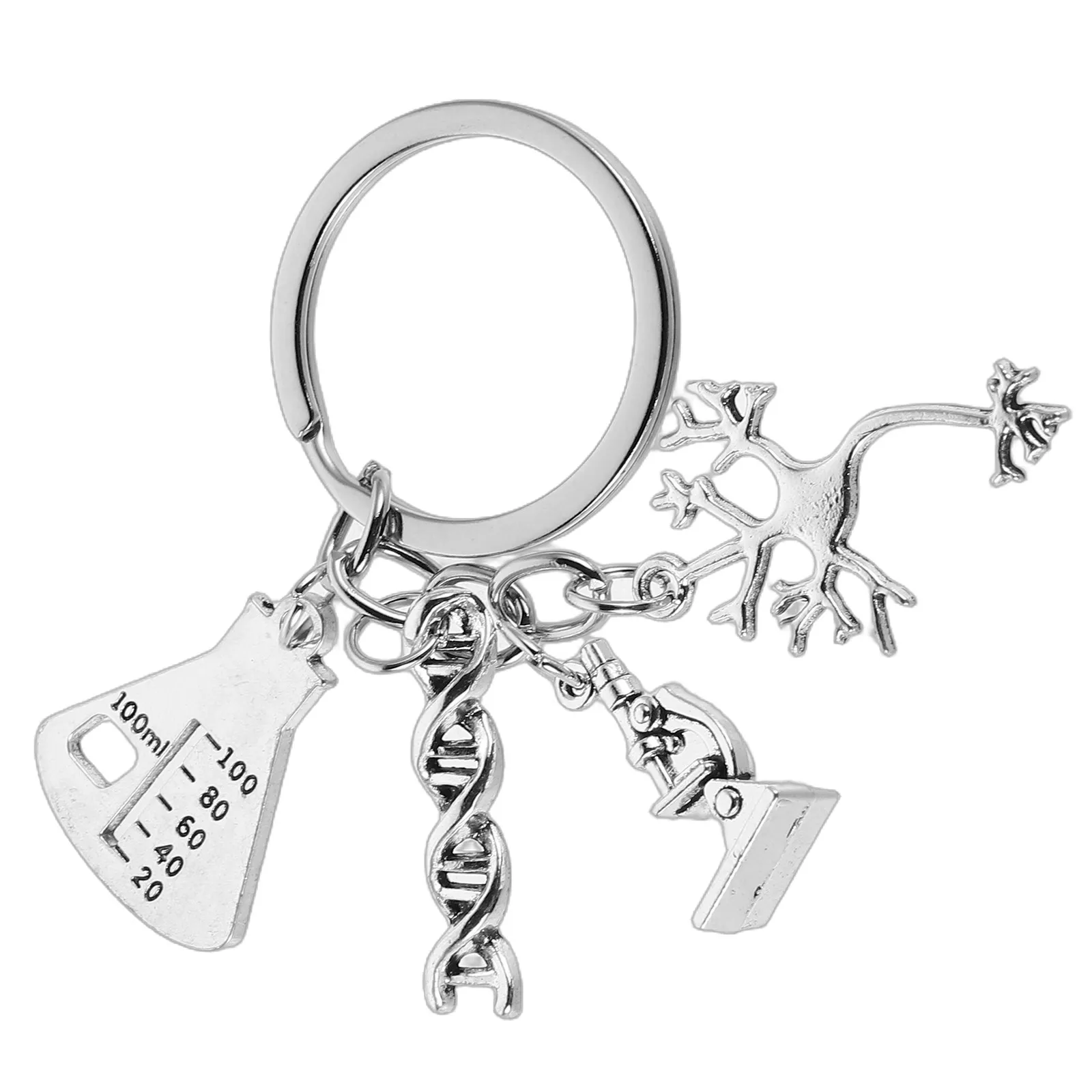 Porte-clés scientifique, design de microscope et d'ADN biologiques, cadeau de remerciement pour les enseignants, pendentif pour sac à dos, cadeau pour les amoureux des sciences éducatives
