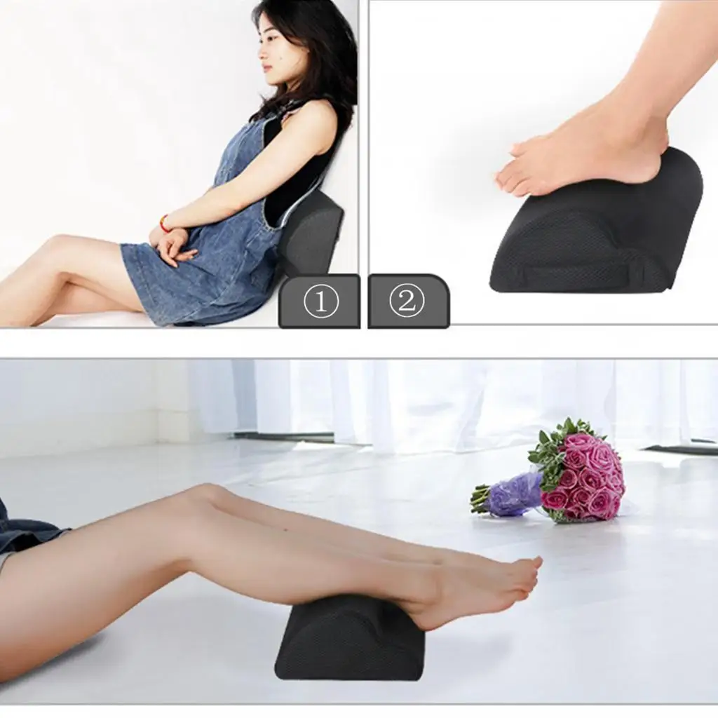 Memory Foam Footrest Cushion Half Moon Half Cylinder Bolster Pillow Black