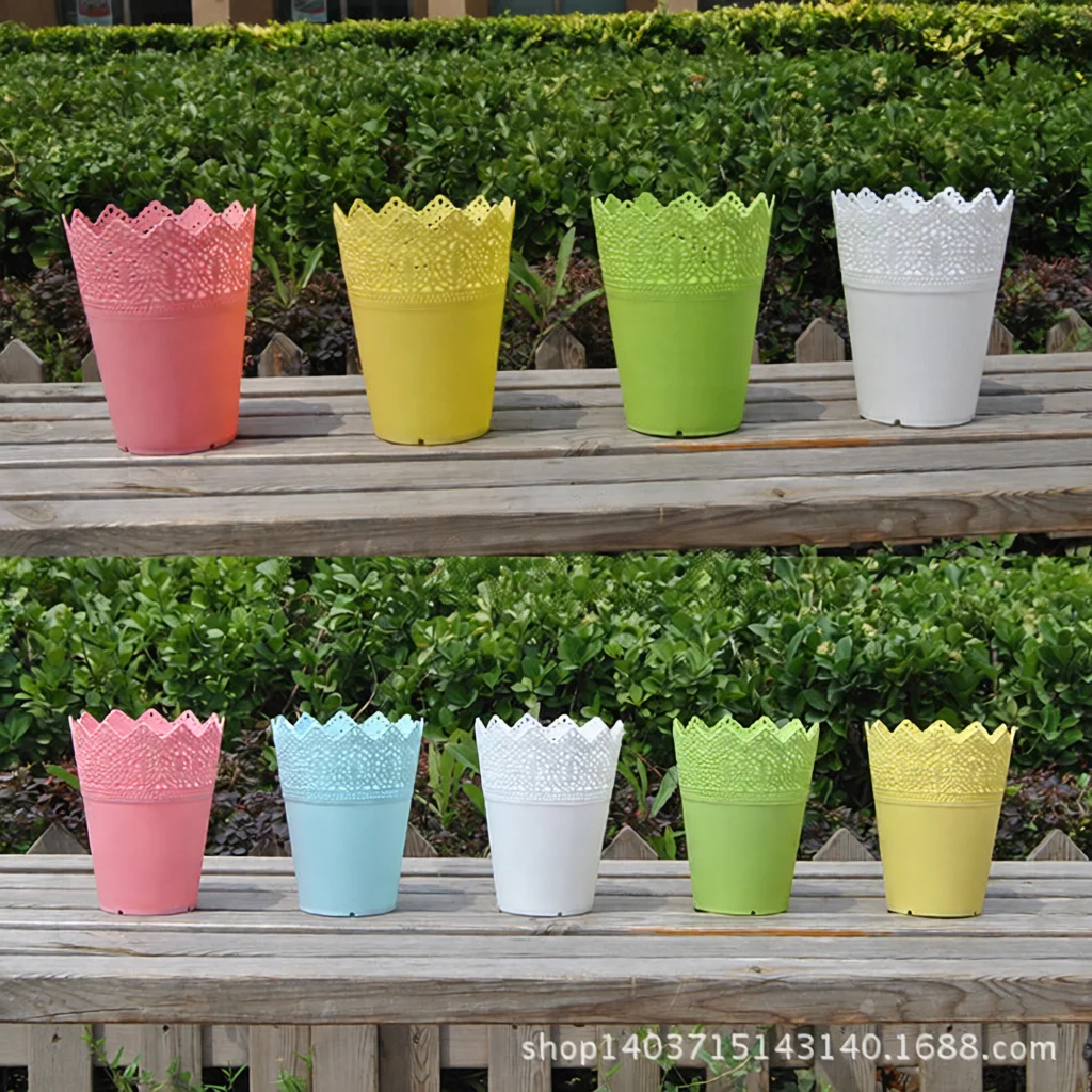 Crown Shape Resin Flower Pot European Succulent Planter Hollow Plastic Desktop Organizer Makeup Brush Storage Bin