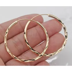 Clasic Gold Color Big Hoop Earrings for Women Exquisite Fashion Round Pattern Wedding Earrings Engagement Jewelry