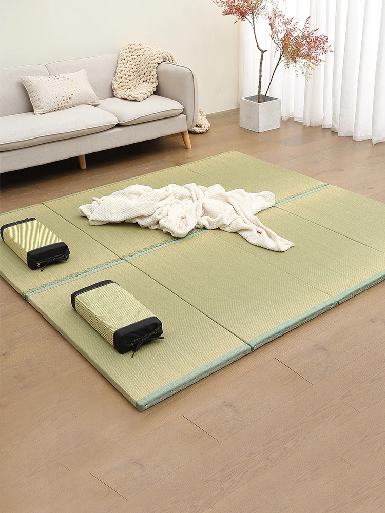 2025 New Coming Foldable Tatami Mattress Natural Cattail Grass Floor Mat with Coconut Palm Core For For Tavern,Teahouse