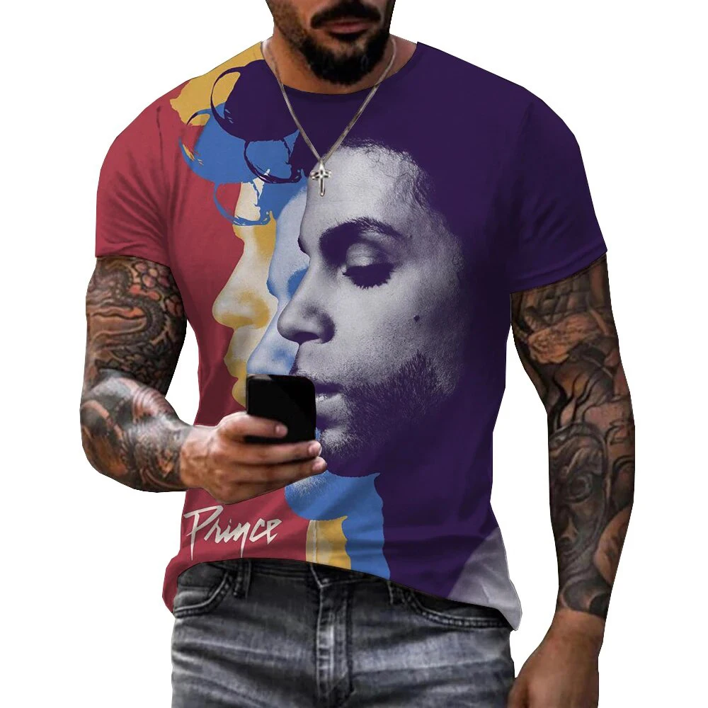 Singer Prince Rogers Nelson 3D Print T-Shirts Streetwear Men Women Fashion Short Sleeve T Shirt O-Neck Kids Tees Tops Clothing