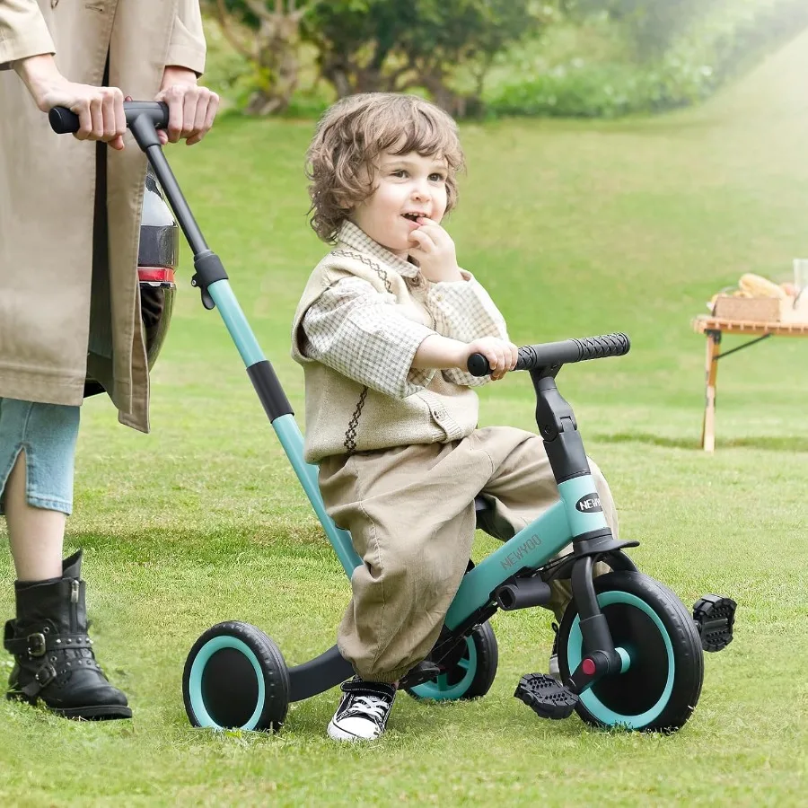 1～3歳向けの三輪車、幼児用自転車、男の子と女の子への誕生日プレゼントと玩具、親用プッシュハンドル付き幼児用三輪車、T