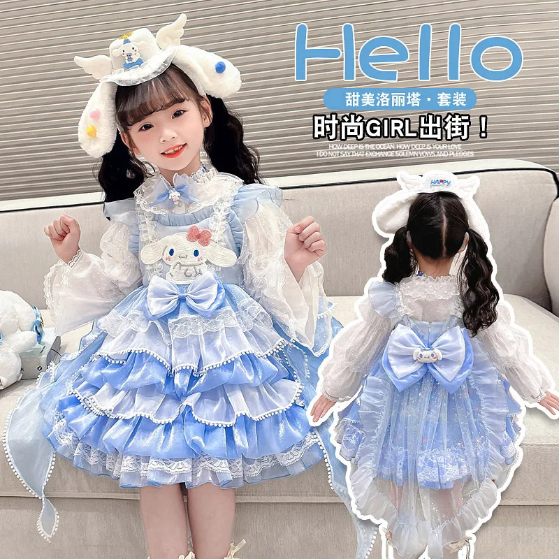 

Sanrio Kuromi Anime Dress Four Seasons Western Style Cartoon Puffy Skirt Little Girl Sling Princess Skirt Lolita Popular New