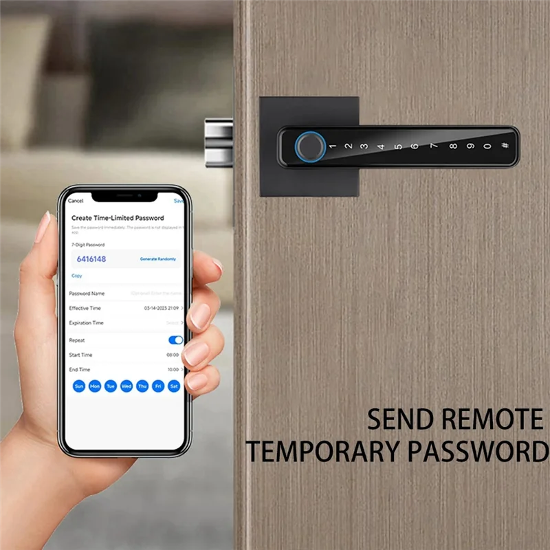 

AT12 Biometric Fingerprint Smart Home Door Lock Password Electronic Digital Lock Control Silver(C) Durable Easy Install