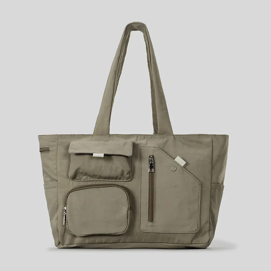 

Large Workwear Style Computer Bag Multiple Pockets Nylon Women Shoulder Bags Casual Big College Student Handbag Shopping Bag