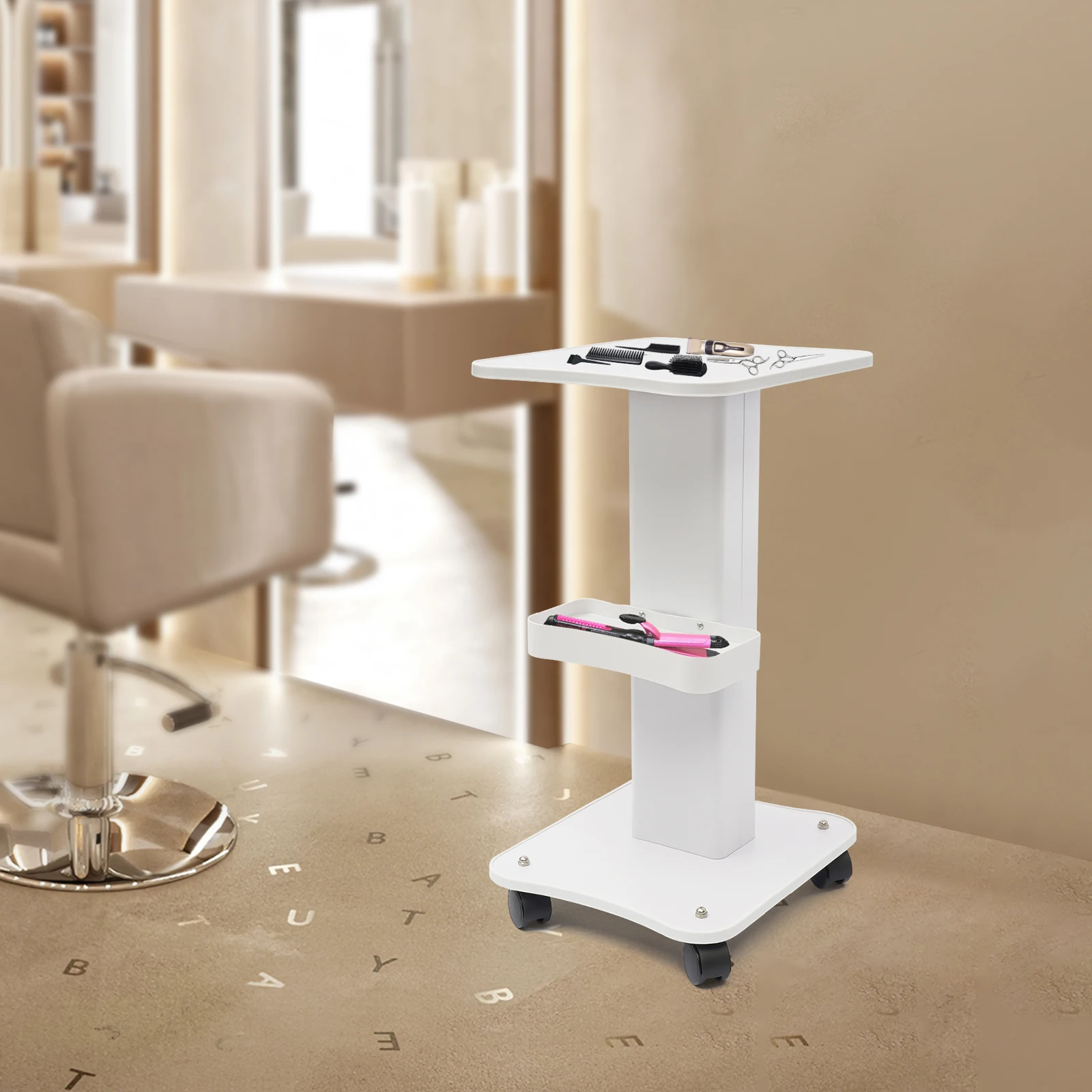 

Beauty Salon Trolley Cart,with 4 Silent Wheels,Multi-Purpose Storage Organizer for,Makeup,Hairdressing,Spa, Mobile Kitchen