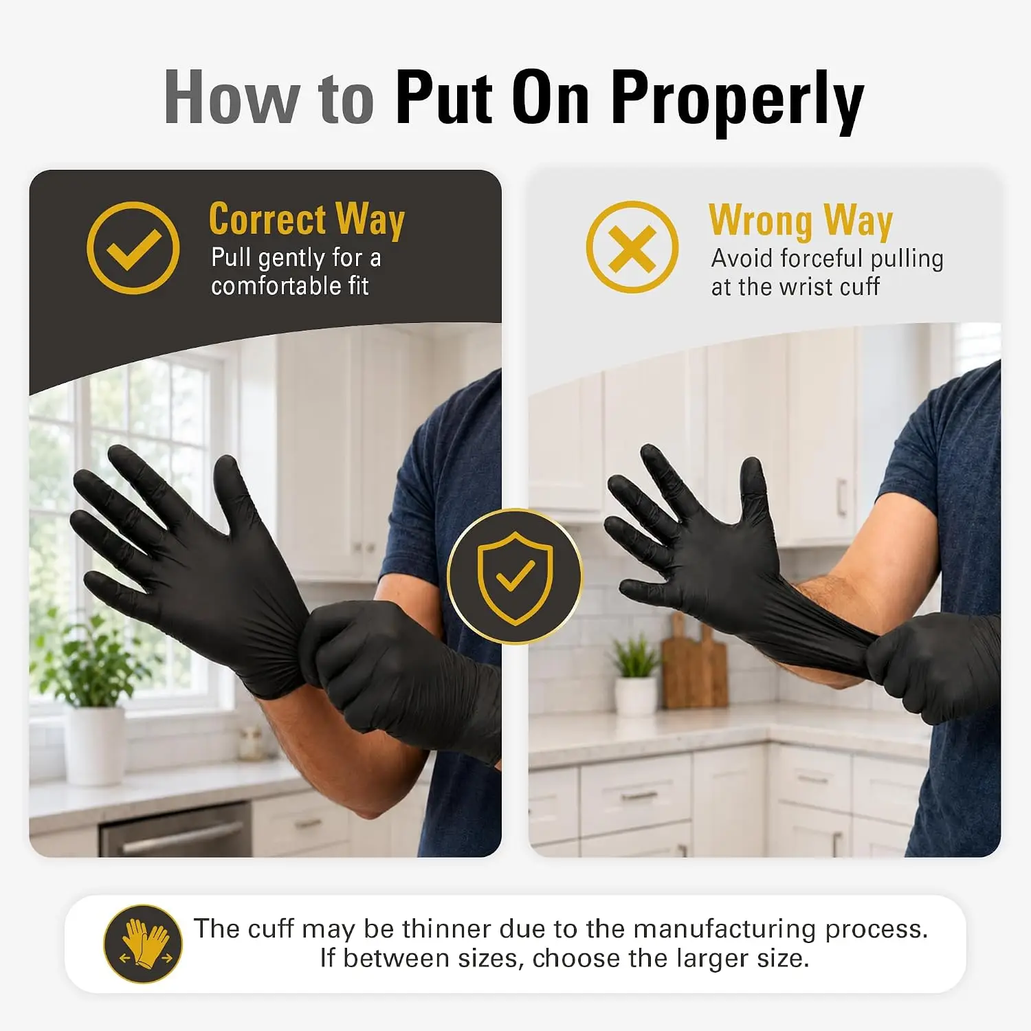 Food Grade Black Vinyl Gloves Disposable Latex Free PVC Gloves for Kitchen Cooking Cleaning Tasks