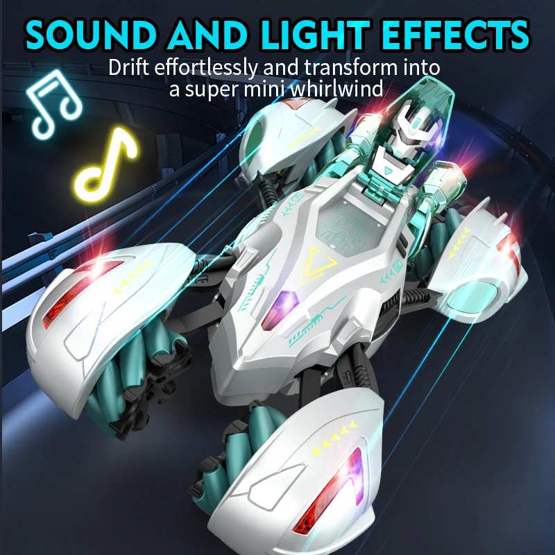 Rc Stunt Robot Auto 13Ch 2.4G Afstandsbediening Drift Auto Model Voertuig Vrachtwagen Swing Arm met Licht en Muziek Speelgoed voor Jongens Kids Gift