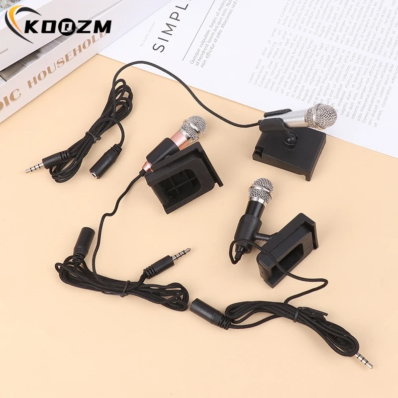 1pcs 3.5mm Mini Microphone With Stand Stereo Studio Mic For Smart Phone Laptop Desktop Handheld Microphone Portable Mini Mic