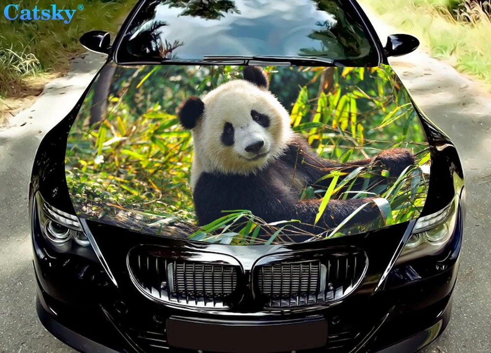 Cute Panda Car Hood Sticker,Custom Animal Car Hood Decoration,Hood Protection Cover,Vinyl Car Sticker,Car Body Side Color Decal