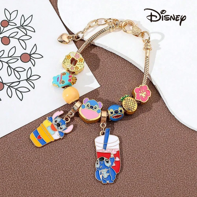 

Disney Lilo and Stitch Bracelets Anime Accessories Women's Jewelry Souvenirs Kawaii Keychains Party Gifts for Children One Piece