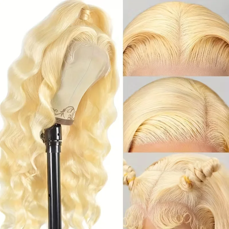 Body Wave 613 Blonde 13x4 Hd Lace Front Human Hair Wigs 220% Density Brazilian Pre Plucked Loose Body Wave 13x4 Lace Frontal Wig image 6