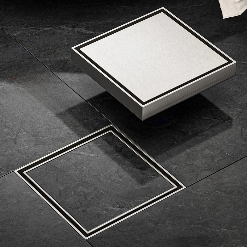 

8/10cm Thickened 304 Stainless Steel Hidden Square Floor Drain Water Flow Tile Insert Drain for Bathroom Concealed Odor Proof