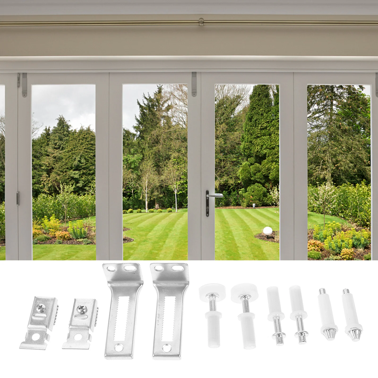 

1Set Bifold Door Hardware Kit Durable Metal Plastic Easy Install Smooth Sliding Pivots Closet Door Repair Tools