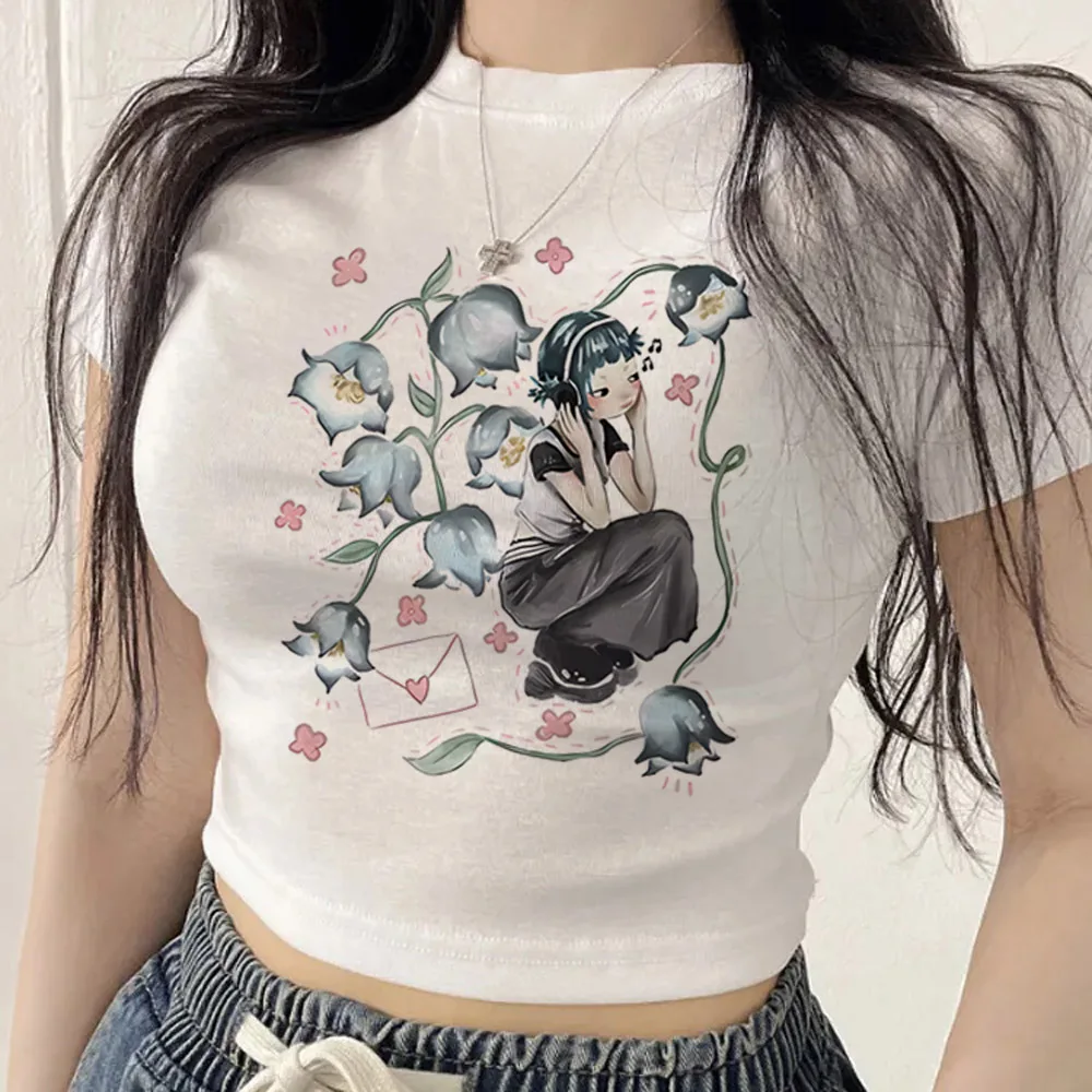 Y2k Girls crop top girl anime graphic korean fashion jojifuku emo tshirt scene  meme y2k japanese funny