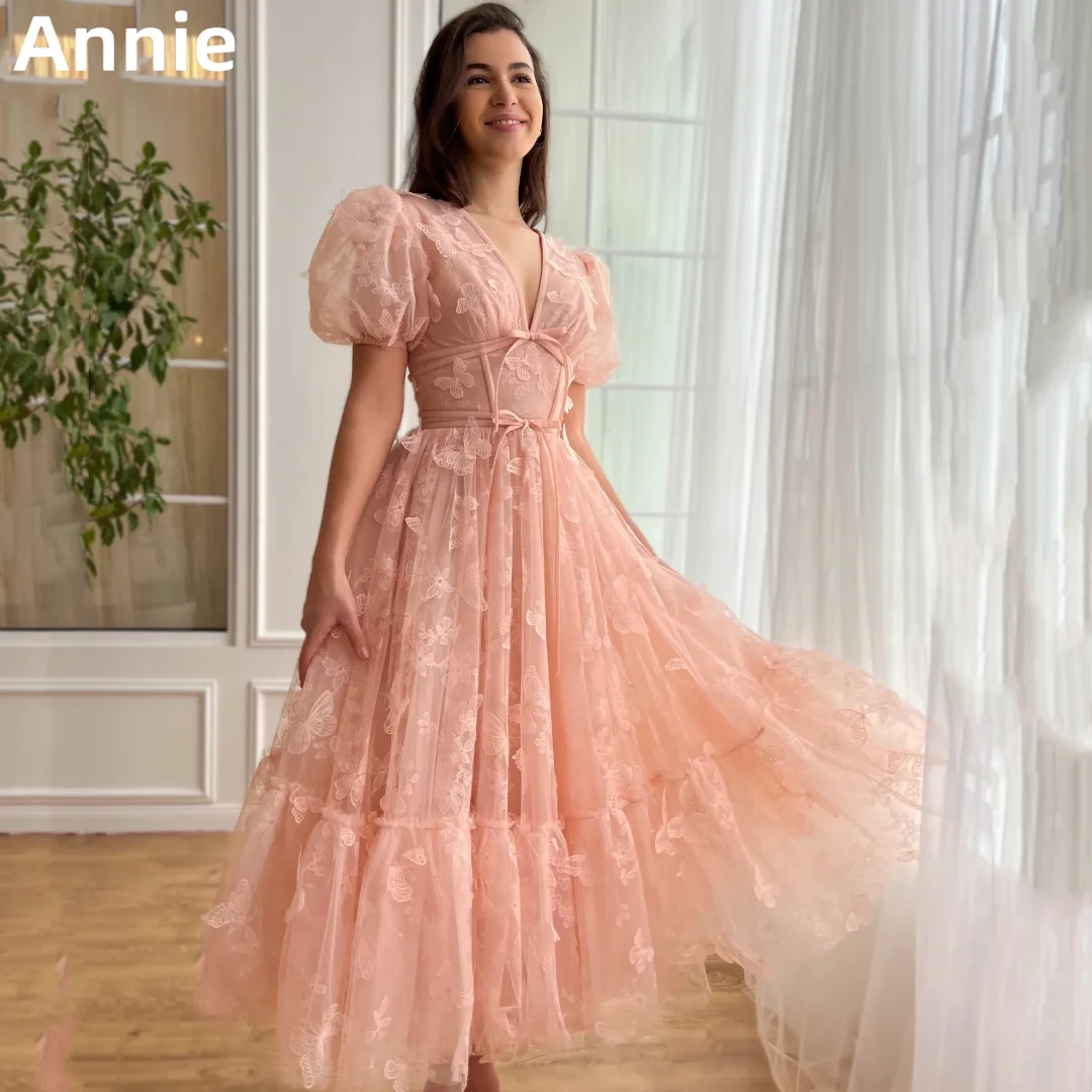 

Annie Embroidery Pink Prom Dresses Sweetheart Tulle Evening Dresses A-shaped Women's Wedding Party Dress Vestidos De Noche