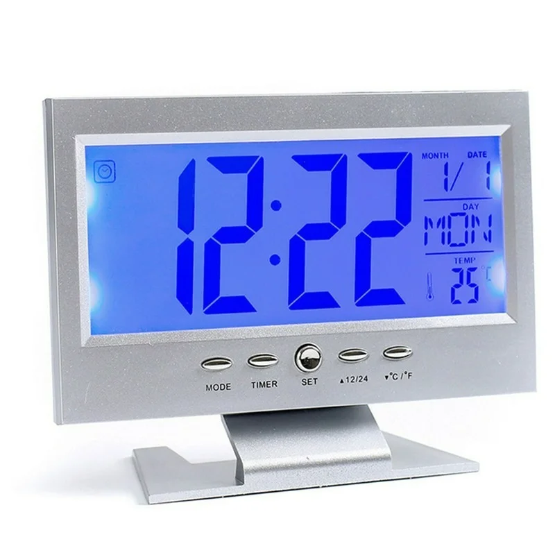 Electronic Desktop Clocks 8\'\' LCD Dementia Digital Calendar Day Clock Large Letter Year/Month/Week/Day Alarm Clock Watch Table