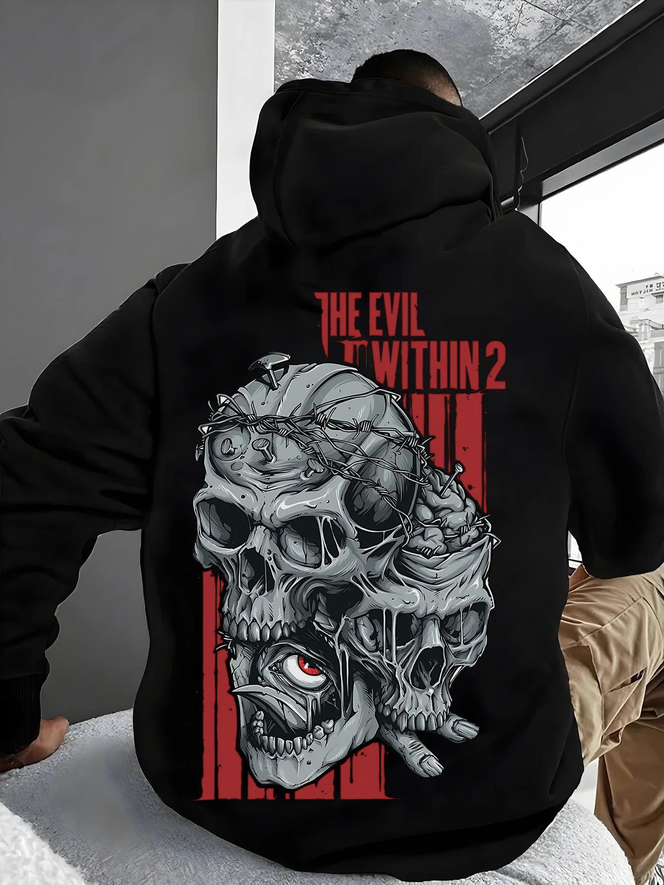 

Horror Element Skull Graphic Print Autumn and Winter Men's and Women's Hoodies Casual Loose Outdoor Street Sports Training Brand