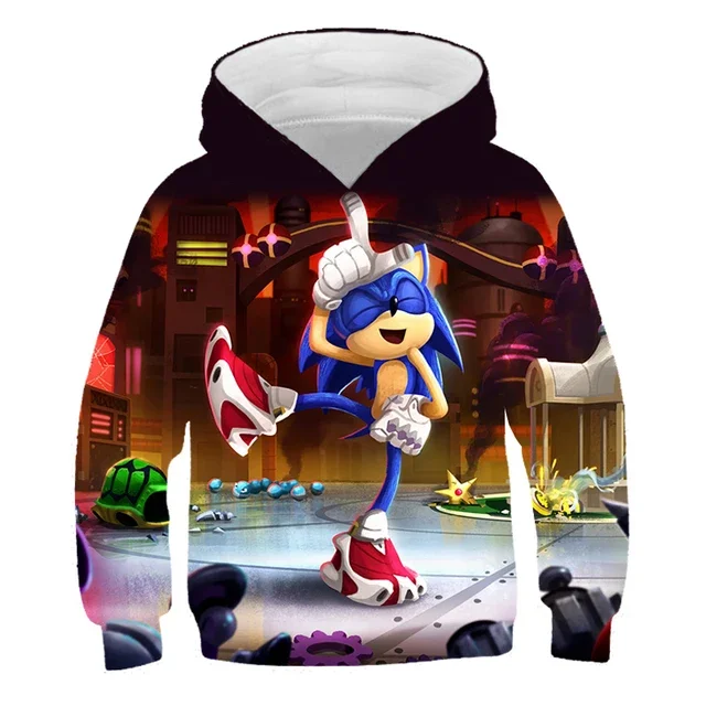 Sweat à capuche Sonic pour enfants de 3 à 14 ans, vêtements pour garçons, Harajuku, vêtements de printemps et d'automne pour filles, manches longues, pour hommes et femmes