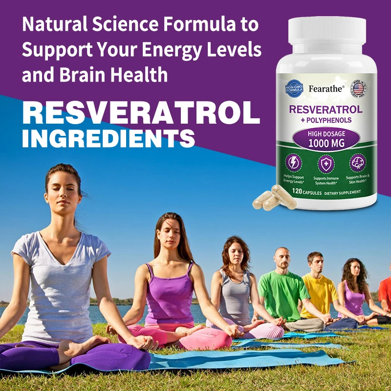 

Resveratrol Capsule Supplement, Supports Healthy Heart, Immunity, Brain, Skin, Antioxidant, Promotes Overall Health