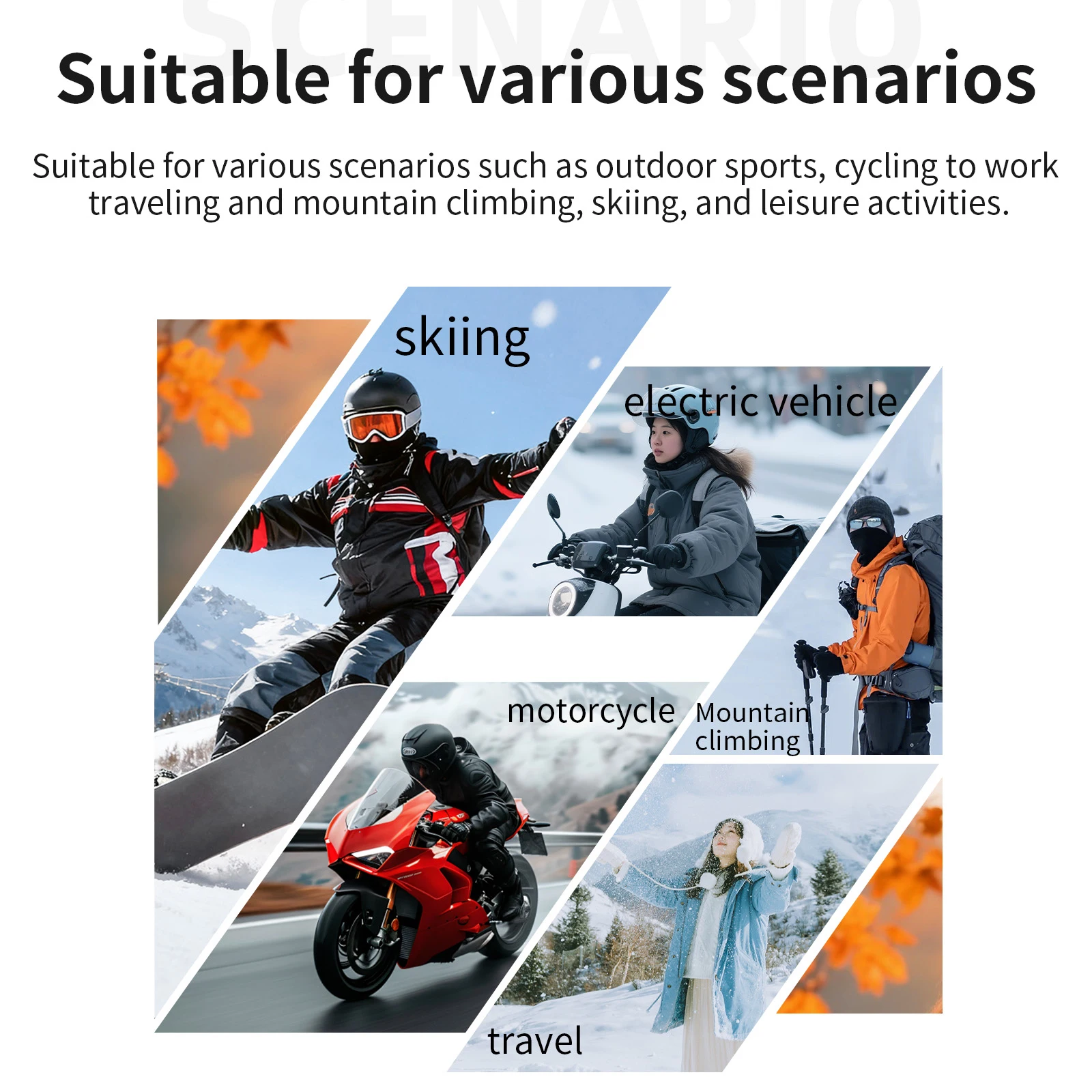 TOSUOD Masker Wajah Musim Dingin Tahan Dingin Hangat Tahan Angin Melepaskan Keringat Penutup Kepala Ski Bersepeda Skating Masker Wajah Sepeda Motor