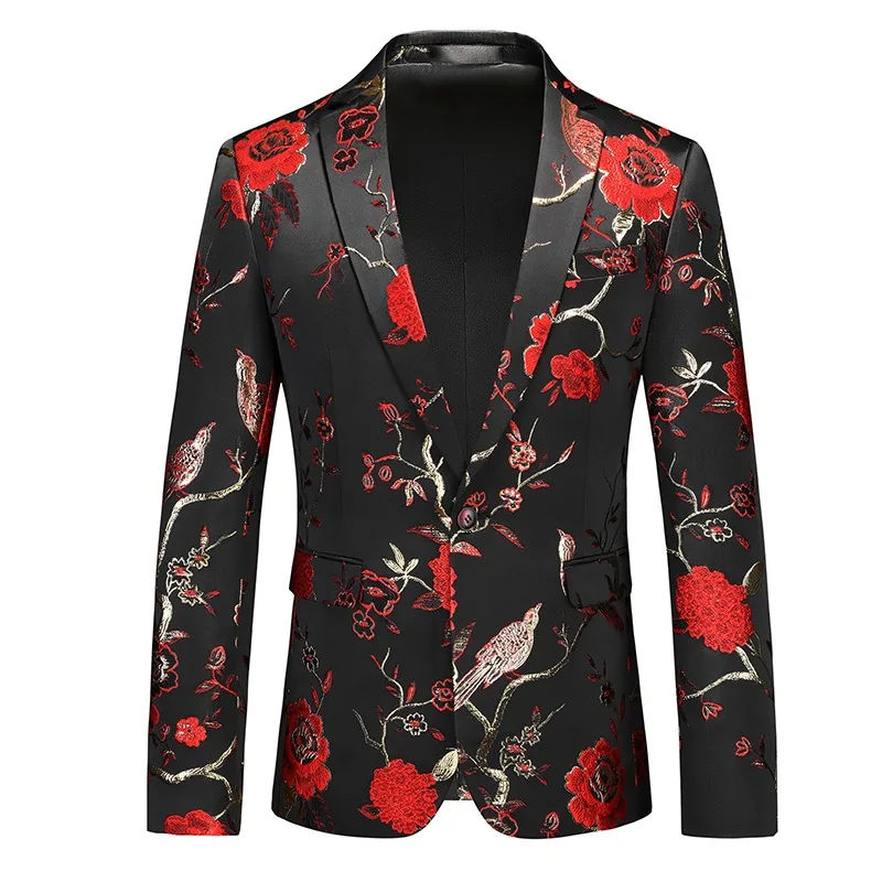 

Men's Slim-Fit Multi-Color Blazer, Wedding Groomsmen Attire, Asian Sizes, Jacquard Casual Slim-Fi