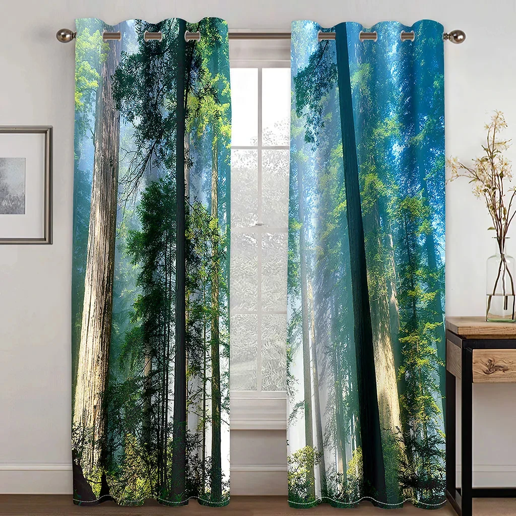 

Natural Beach Seaside Balcony Scenery Island Plants Free Shipping Thin 2 Panels Window Curtain for Bedroom Living Room Decor