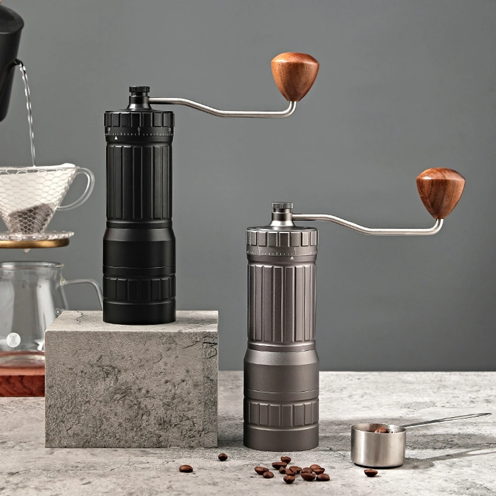 

Manual Coffee Grinder Vintage Hand Grinder Portable Aluminium Alloy Beans Mill Machine 420 Stainless Steel 7 Axis Core Grinding