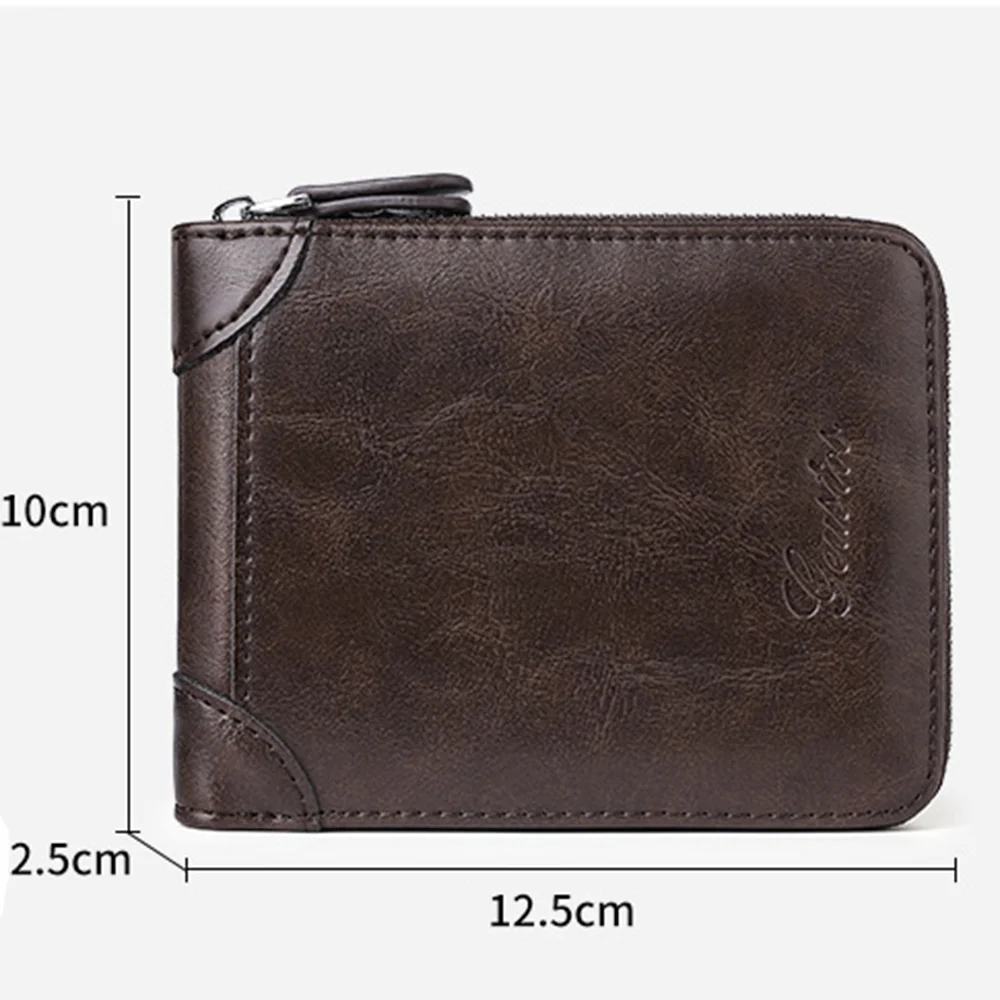 Men's Leather Wallet Casual Zipper Wallets Card Holder Male Synthetic PU Purse Coin Purse Personalized Wallet Men Leather