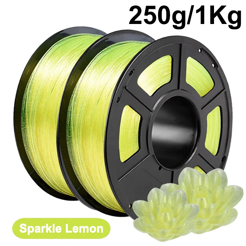 

250 г 1 кг PLA Crystal Sparkle Lemon 3D-принтер PLA Filament 1,75 мм Прозрачный Crystal Sparkle Лимон Материал 3D-принтера