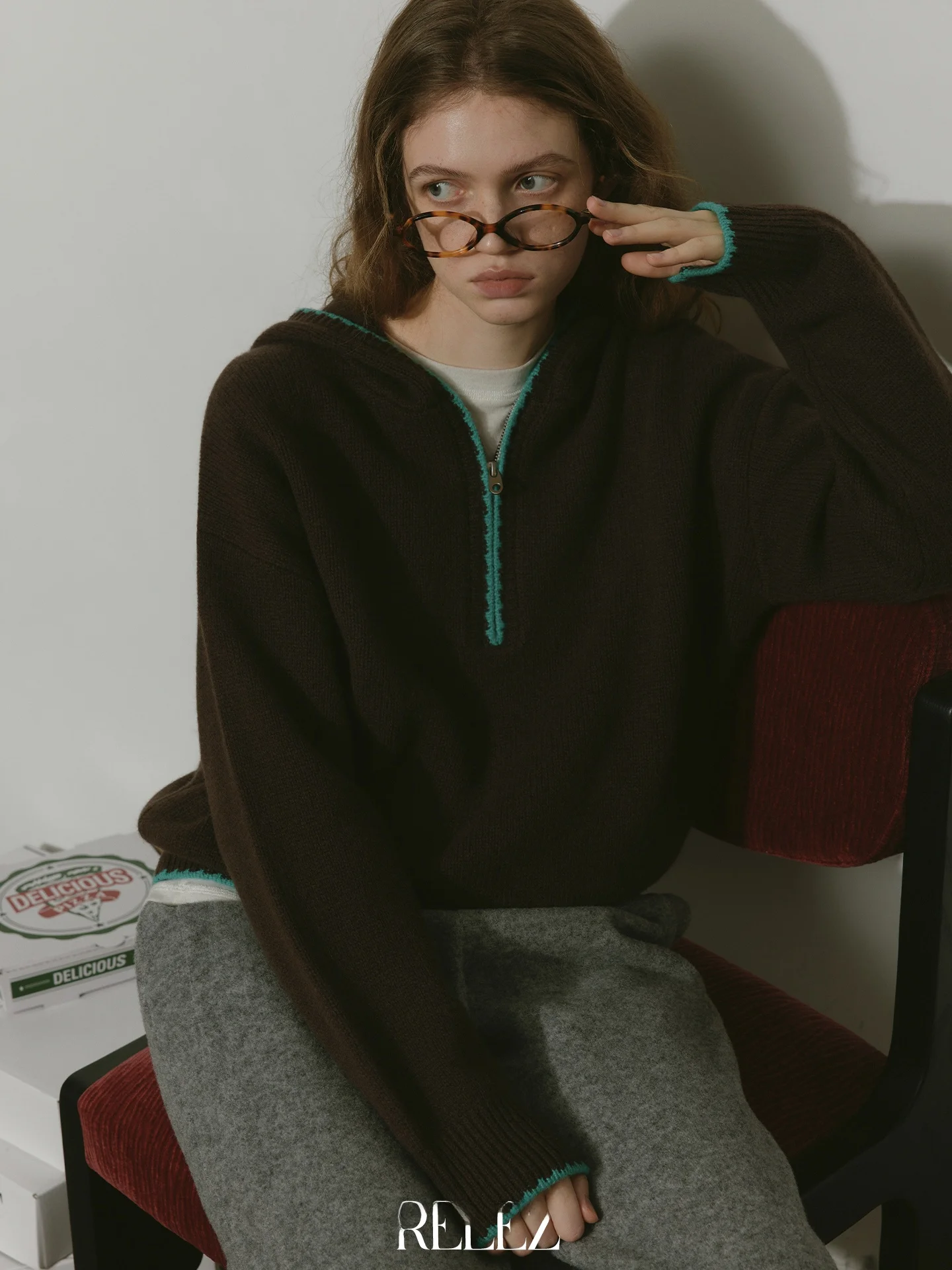 

Худи Relez Color Blo Design, вязаный свитер, женский, модный, повседневный, простой, универсальный, для работы, на молнии