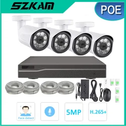 AI 4K POE NVR 키트 8채널 4개/6개 야외 IP 카메라 POE 야간 투시 5MP 8MP 오디오 녹음 얼굴 인식 보안 CCTV 시스템 원격 제어