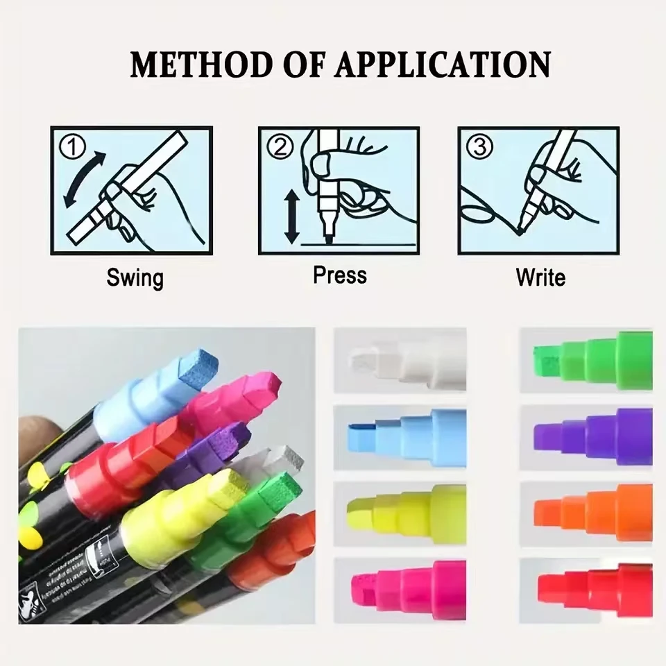 Chalk Erasable LED Highlighter Fluorescent Marker Whiteboard Graffiti Blackboard Glass Window Painting Advertisement Chalk