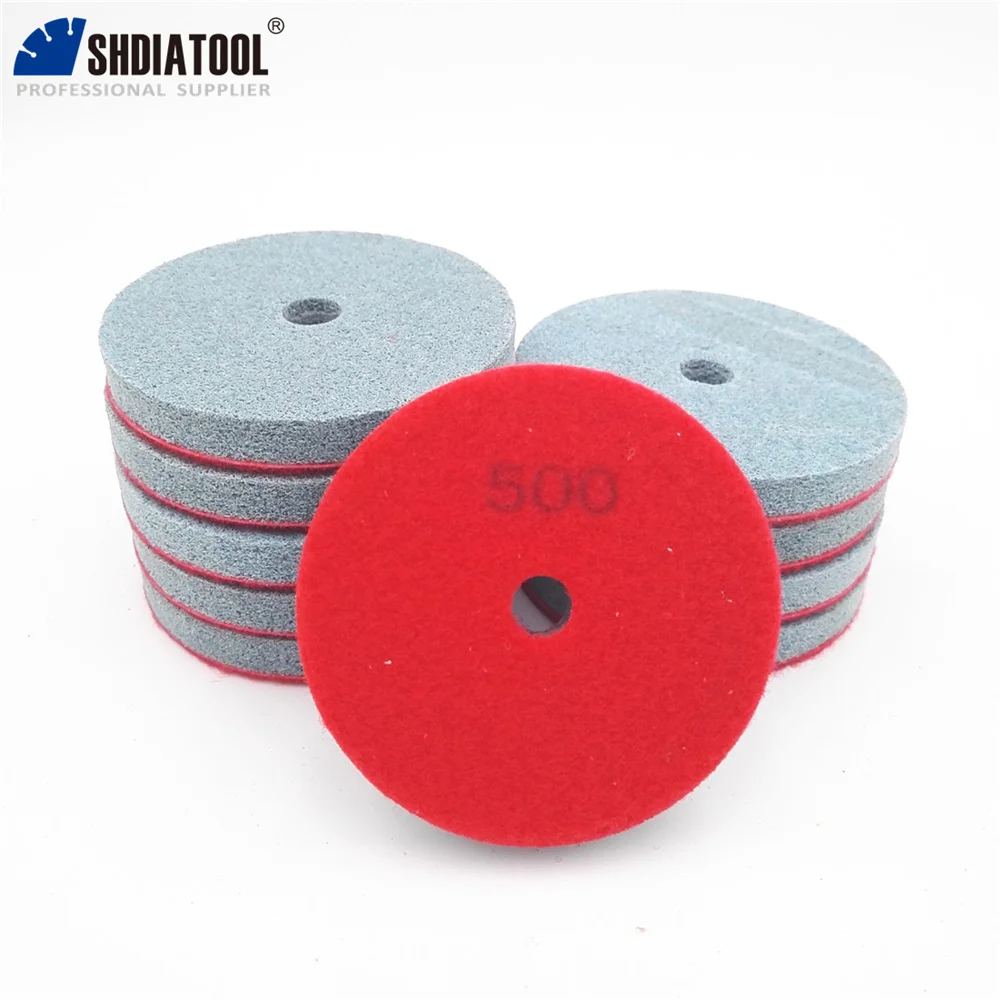 SHDIATOOL 10Pcs 4Inch Sponge Diamond Polishing Pads For Soft Stone Marble Terrazzo Floor Stone Sanding Disc Grit #500