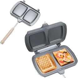Double-sided griddle for sandwiches, grilled cheese, non-stick, removable double-sided frying pan for breakfast, sandwiches